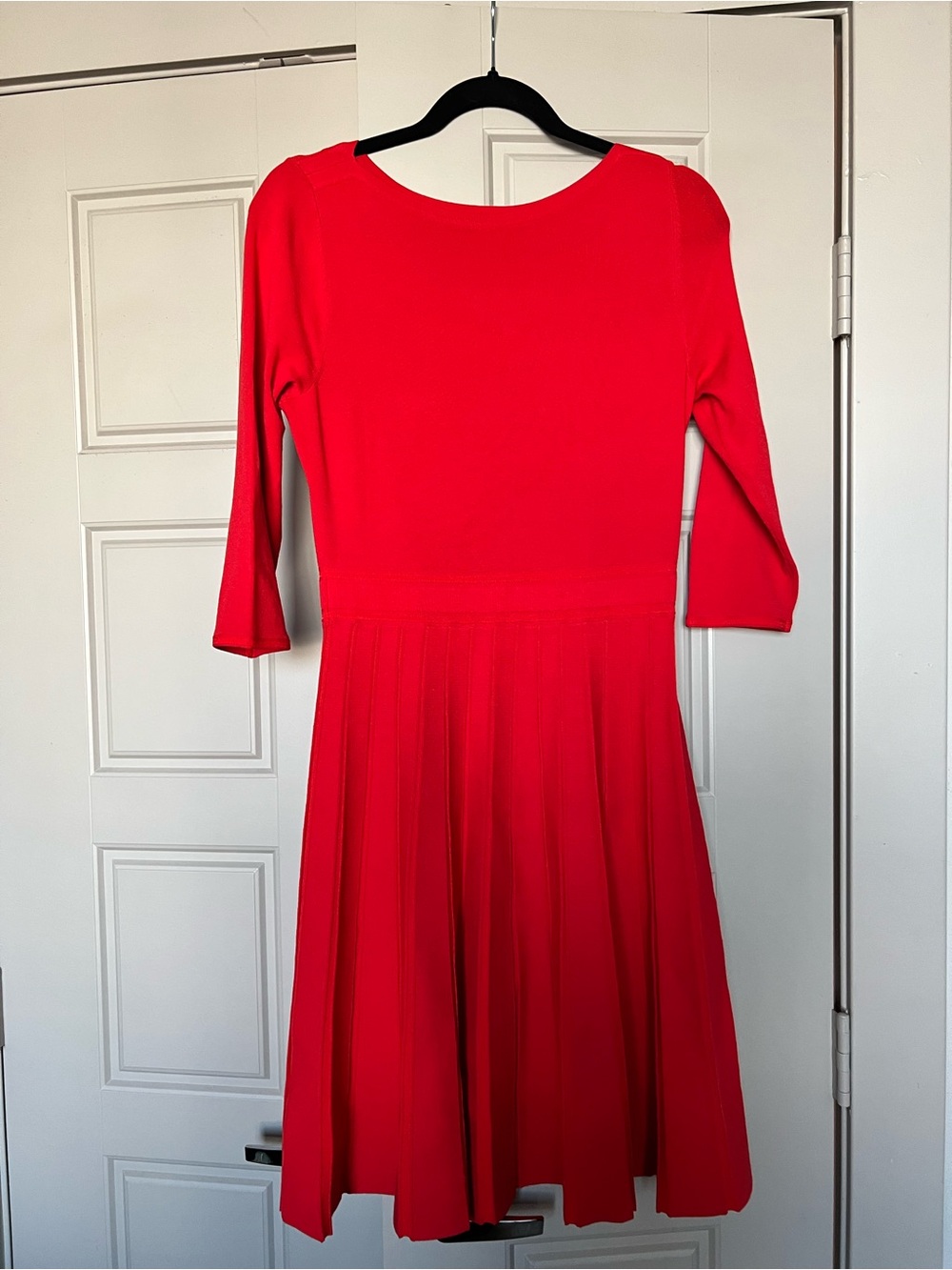 Ann Taylor Red Long-Sleeve Fit & Flare Dress